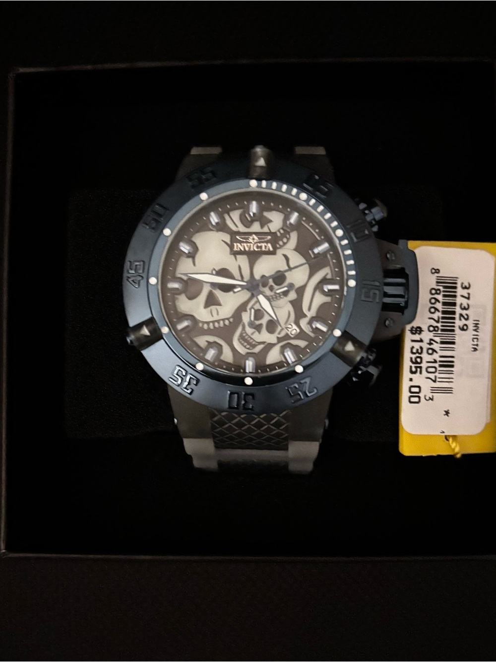 INVICTA Subaqua Chronograph Quartz Black Dial Skull Men's Watch 37329 New - Picture 7 of 11
